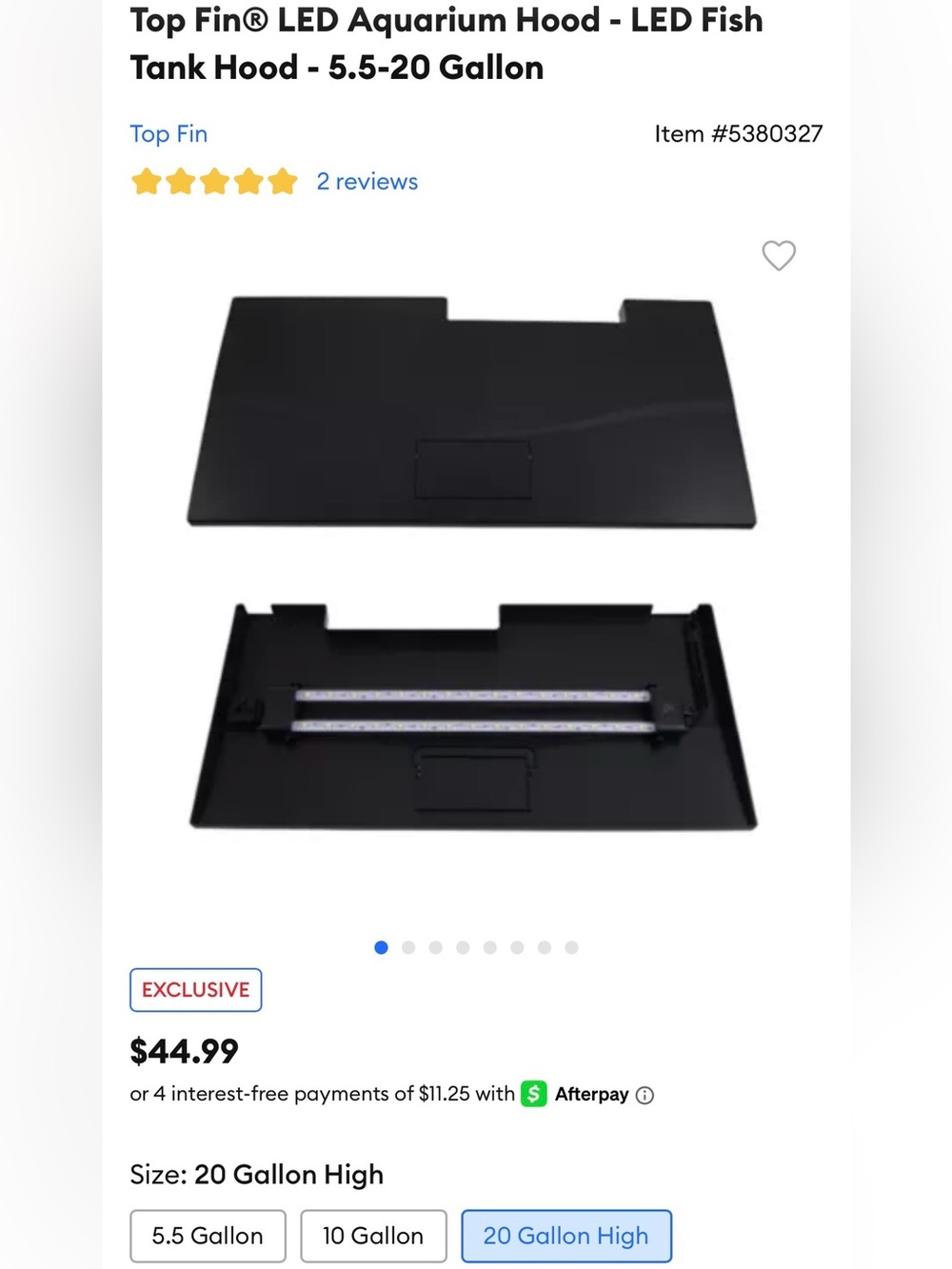 Top Fin® LED Aquarium Hood - LED Fish Tank Hood - 20 Gallon